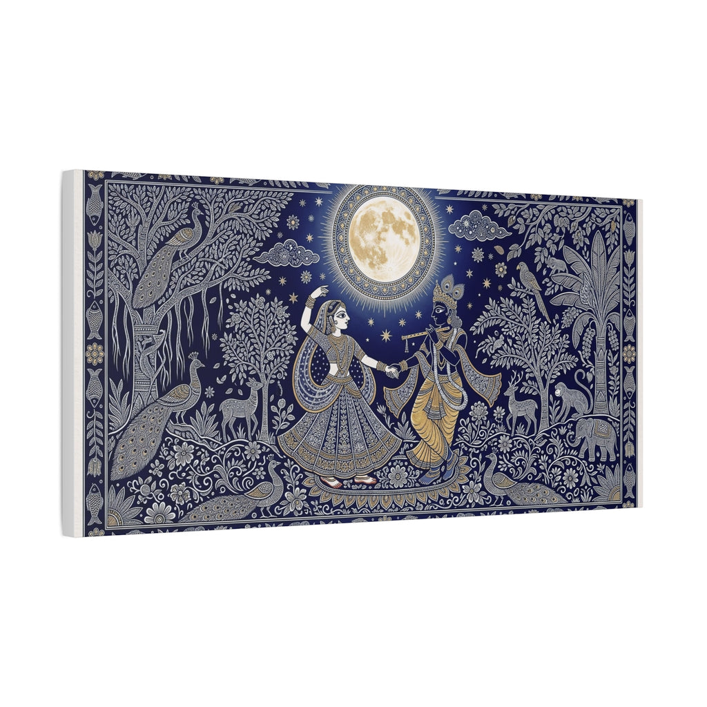 Radha Krishna Moonlit Dance Matte Canvas Wall Art