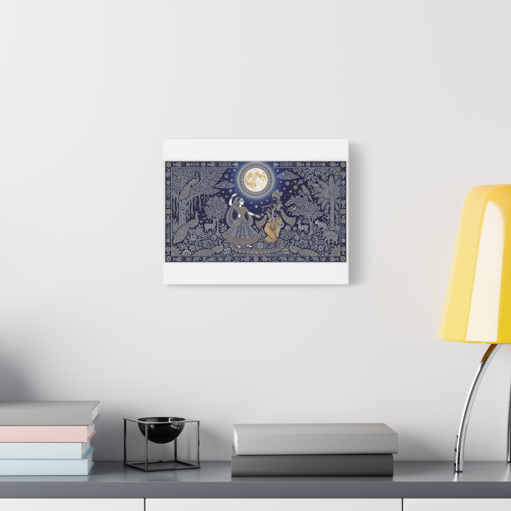 Radha Krishna Moonlit Dance Matte Canvas Wall Art