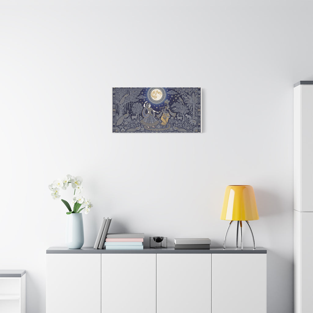 Radha Krishna Moonlit Dance Matte Canvas Wall Art
