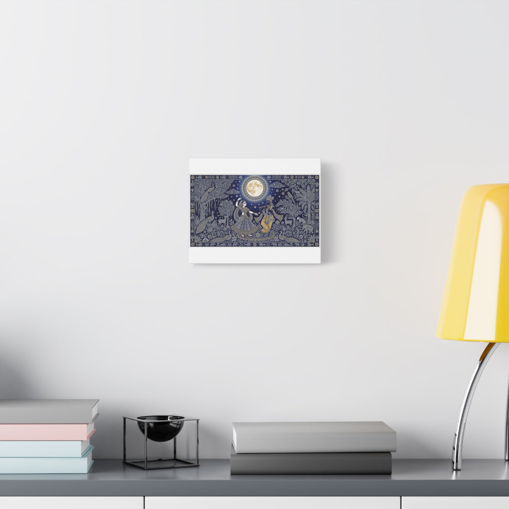 Radha Krishna Moonlit Dance Matte Canvas Wall Art