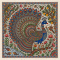 Madhubani Peacock Wall Art, Indian Folk Art Print,Traditional Peacock Painting